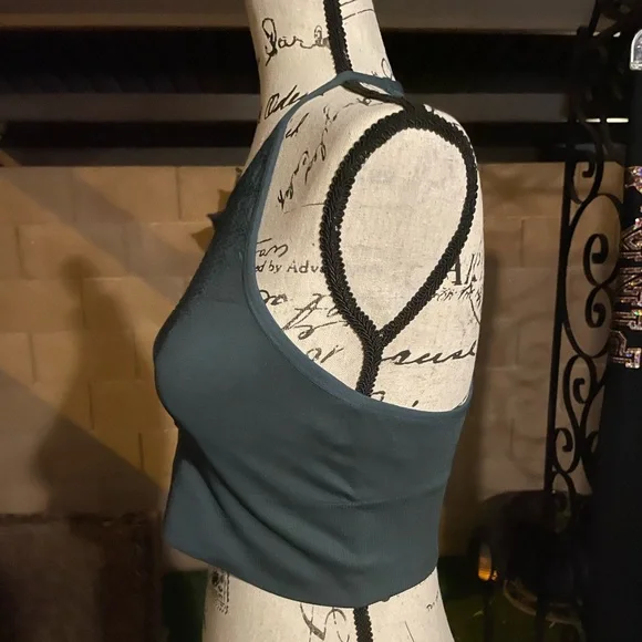 Betsey Johnson Bra Performance Racerback Fitness Sports Jade Teal Size Medium - Picture 4 of 13